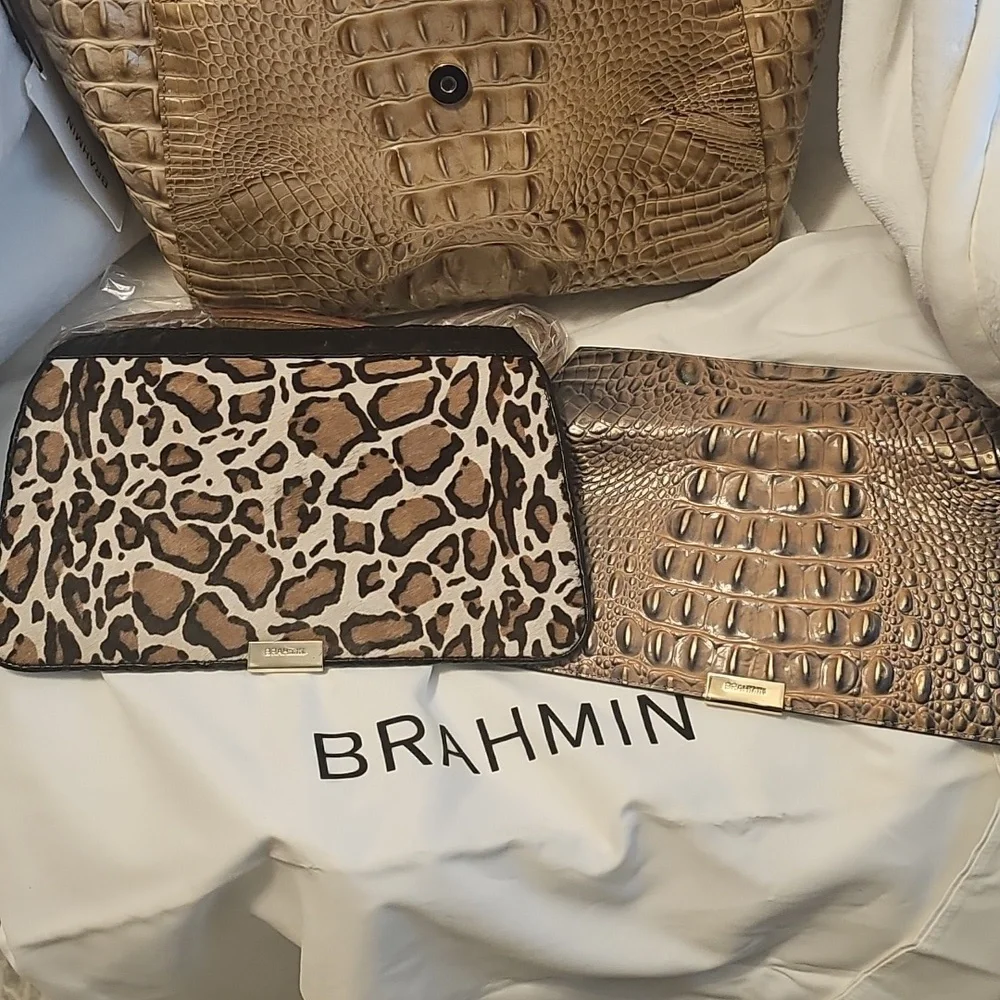 NEW W/ Tag Brahmin Tan/brown Crocodile Embossed Women's Bag - Picture 3 of 5